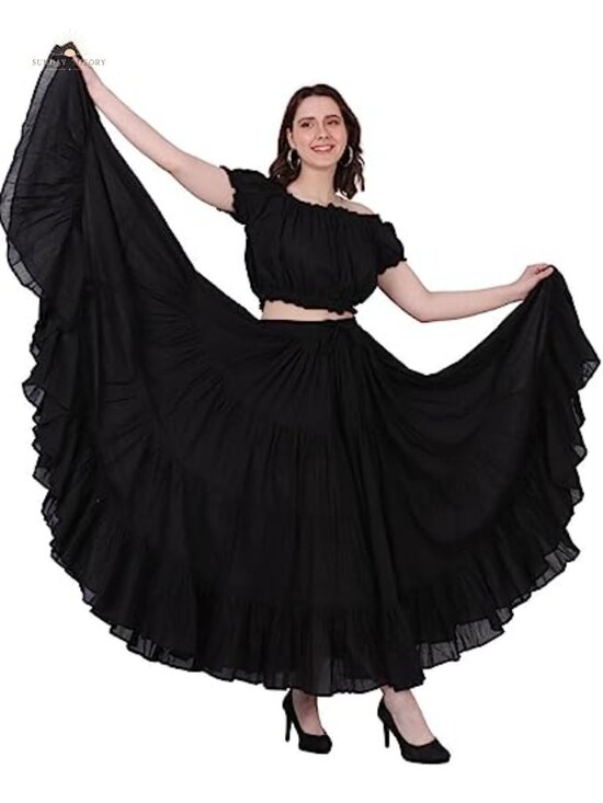 Dresses & Skirts - Plus Size 25 Yard Cotton Maxi Skirt Tiered Gypsy Belly Dance Flowy
